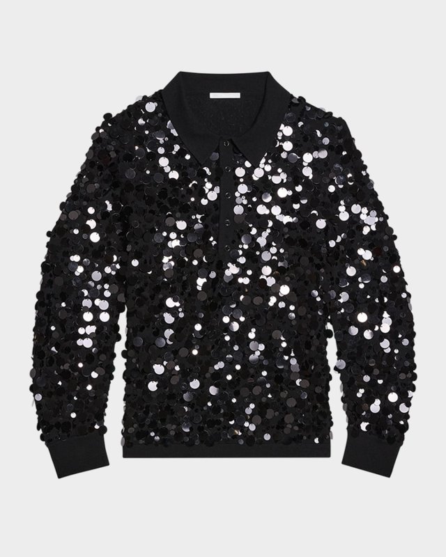 Sequined Polo Sweater